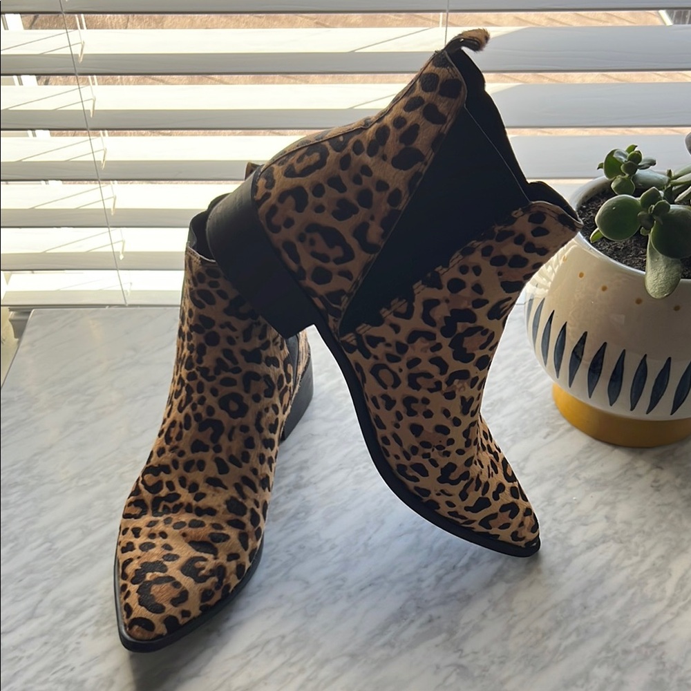 Steve Madden Leopard Print Ankle Booties - Tan & Black